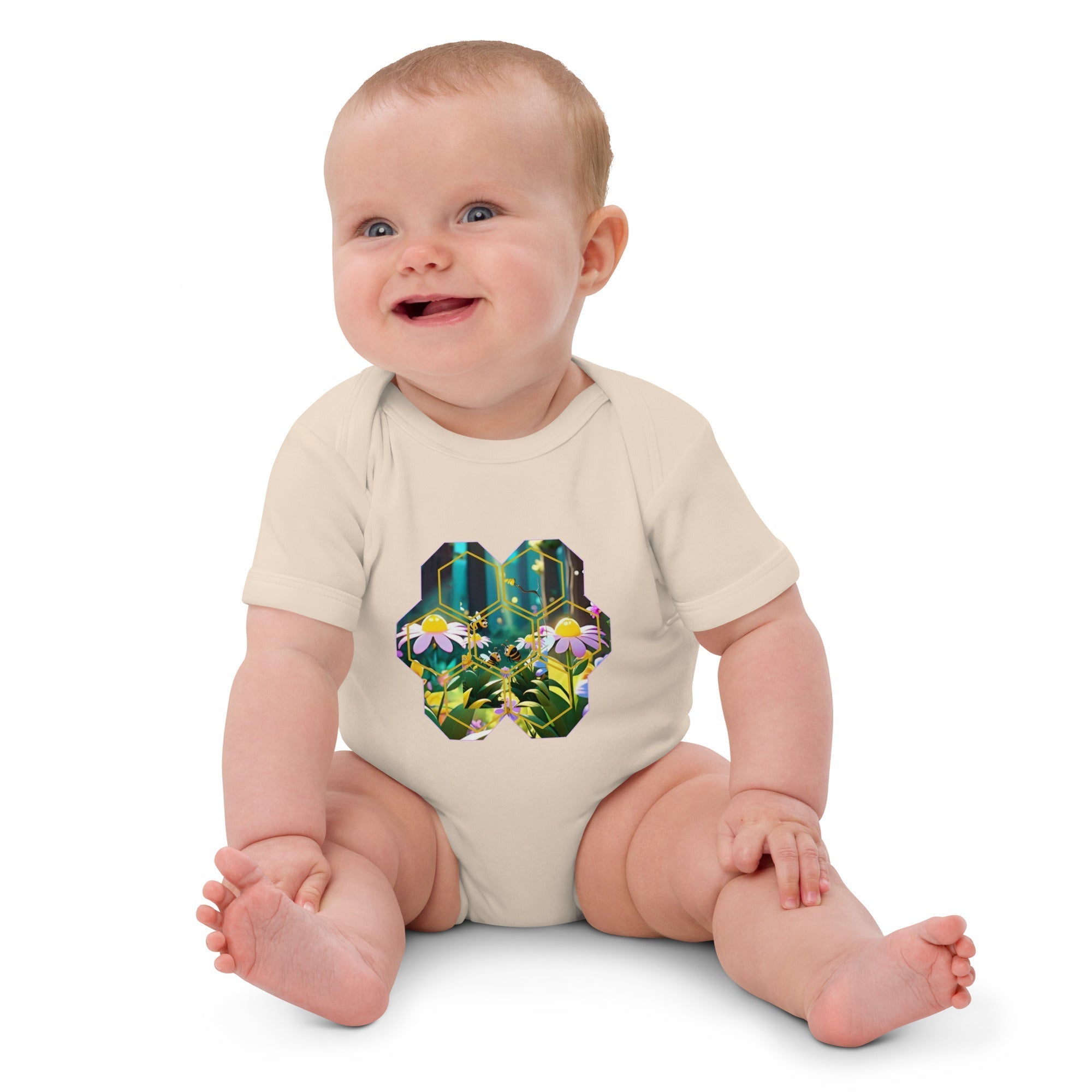 Garden bees and floral baby bodysuit