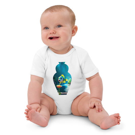 Floating fish cotton baby bodysuit
